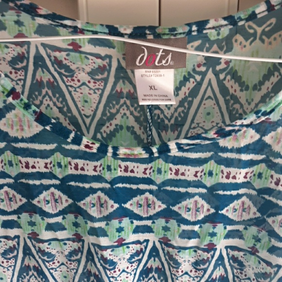 Dots sheer blue and green cold-shoulder blouse - Picture 2 of 8